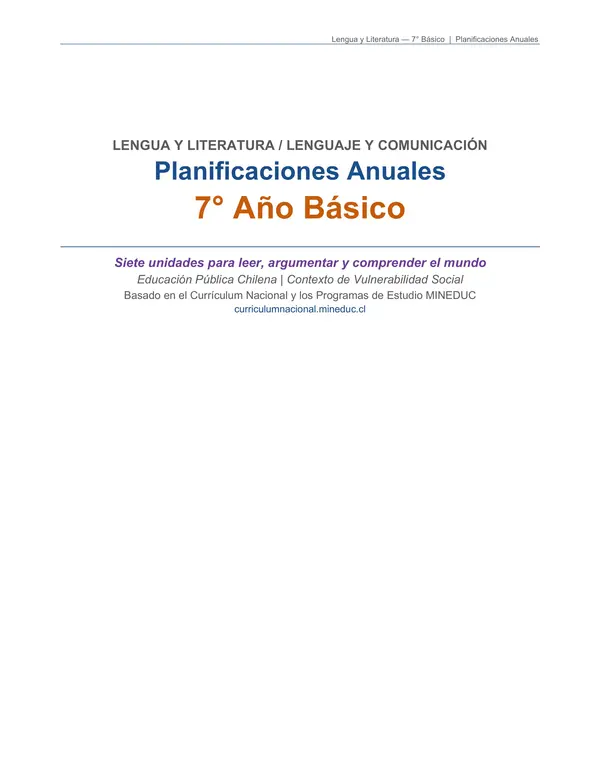 SÉPTIMO AÑO, PLANIFICACIÓN CLASE A CLASE PARA TODO EL AÑO LECTIVO