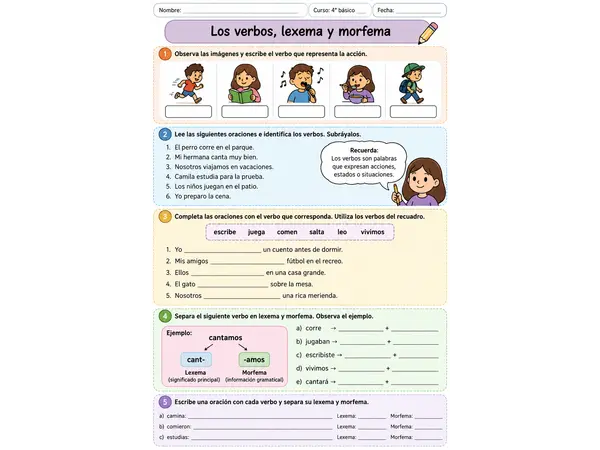 Verbos, lexema y morfema