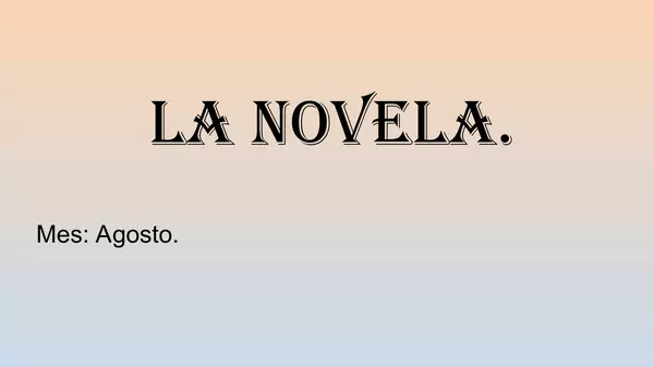 Presentacion La Novela, Quinto Basico, Lenguaje