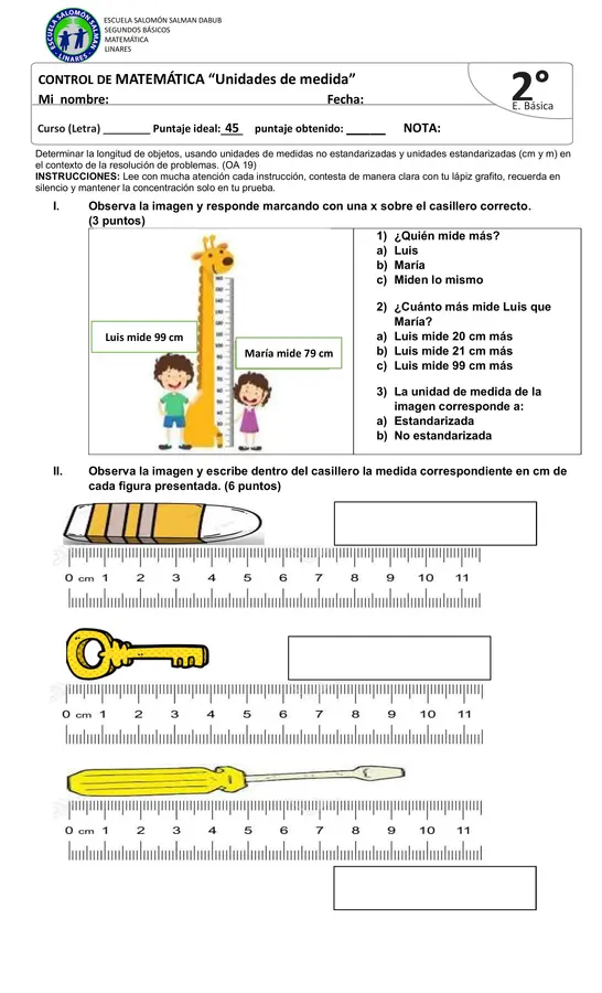 Evaluación Unidades de Medidas