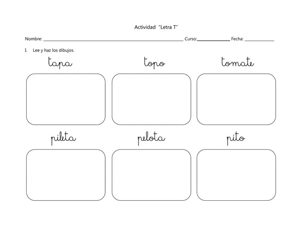 Actividad descargable: Letra T – 1° Básico