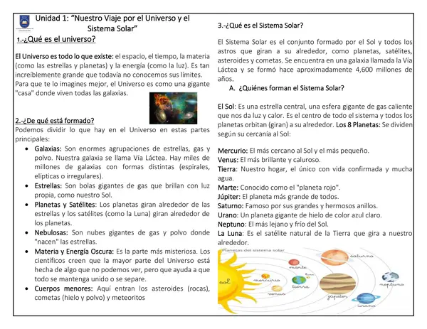 El universo y sistema solar