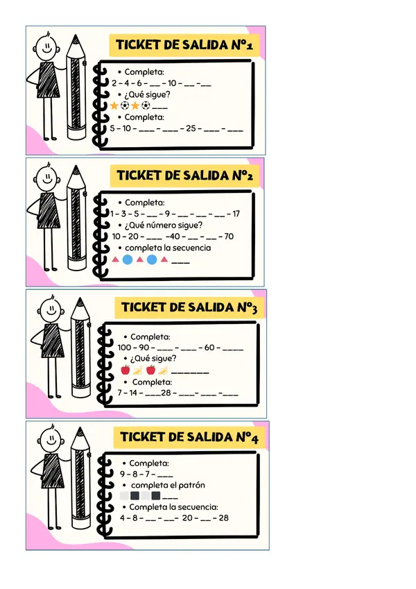 ticket de salida secuencias y patrones