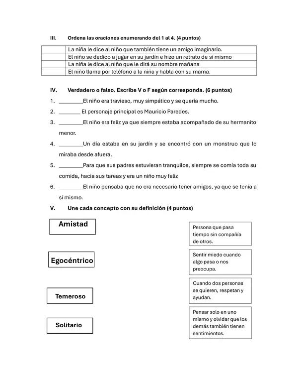 Evaluacion comprensiòn de lectura