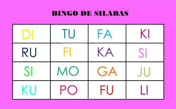 Bingo de Silabas