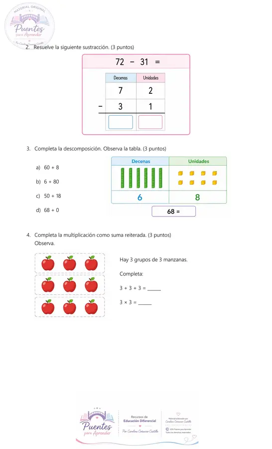 Evaluación de Matemática 2° Básico | Primer Semestre