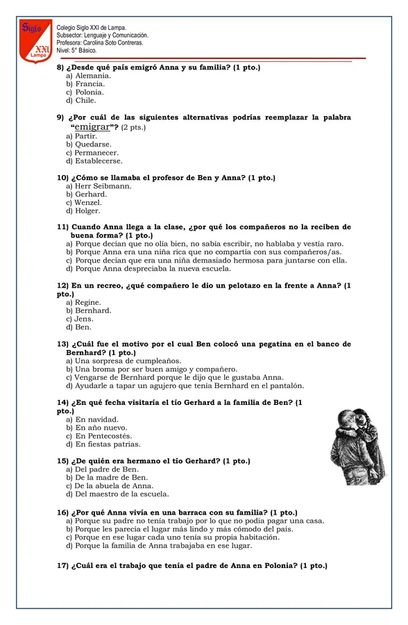 Prueba de Lectura Complementaria "Ben quiere a Anna"