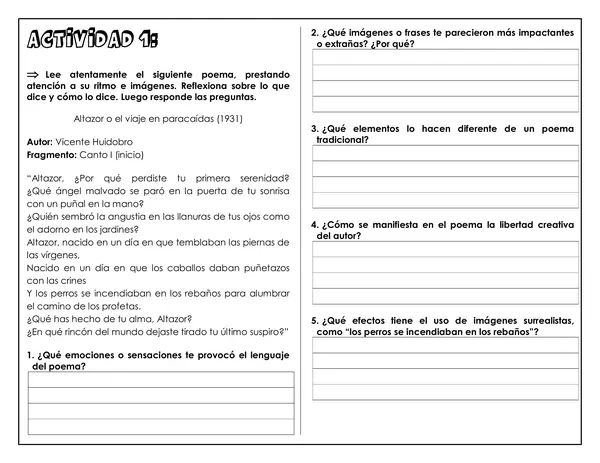 Guía de trabajo - Movimiento Literario: vanguardismo