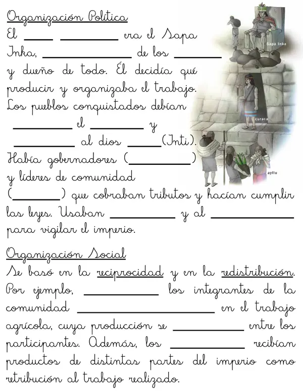 Civilización Inca : Completar y actividad