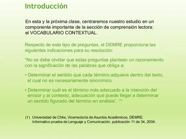 PPT PREPARACION PAES, LENGUAJE , Tvocabulario contextual, CLASE 5