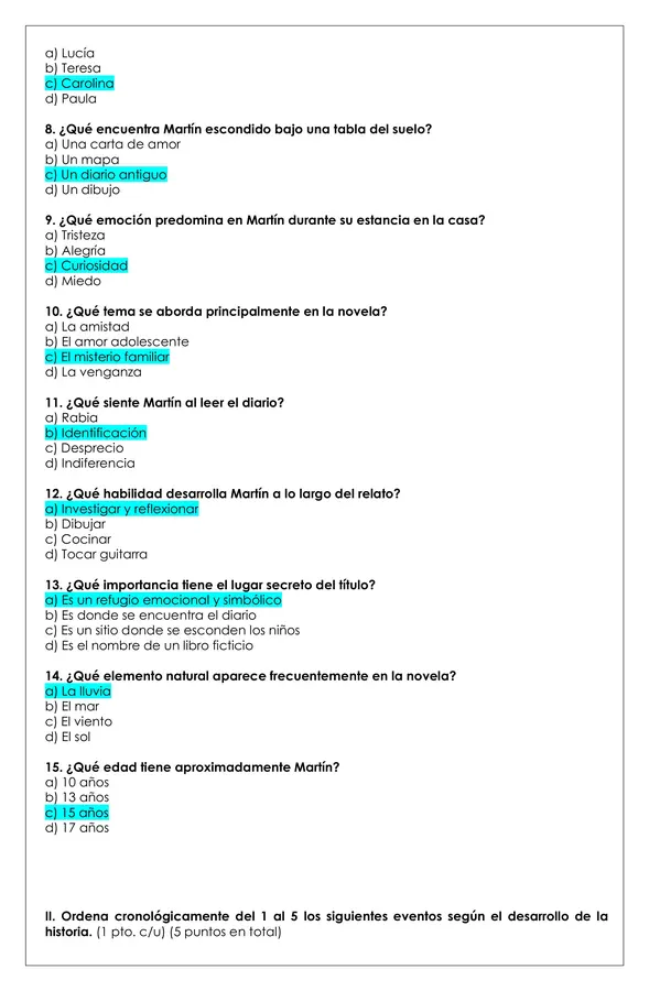 Prueba Lectura - El lugar secreto 