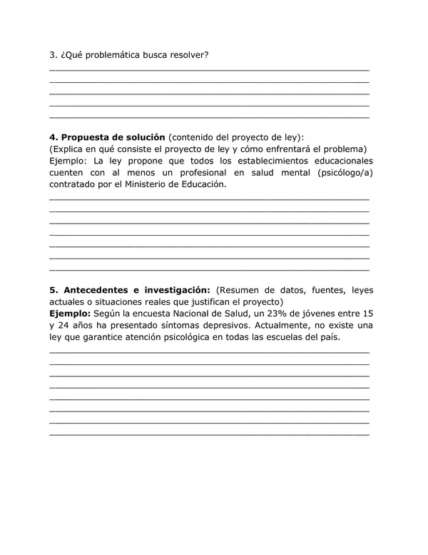 Pauta para  evaluación de proyecto de ley.