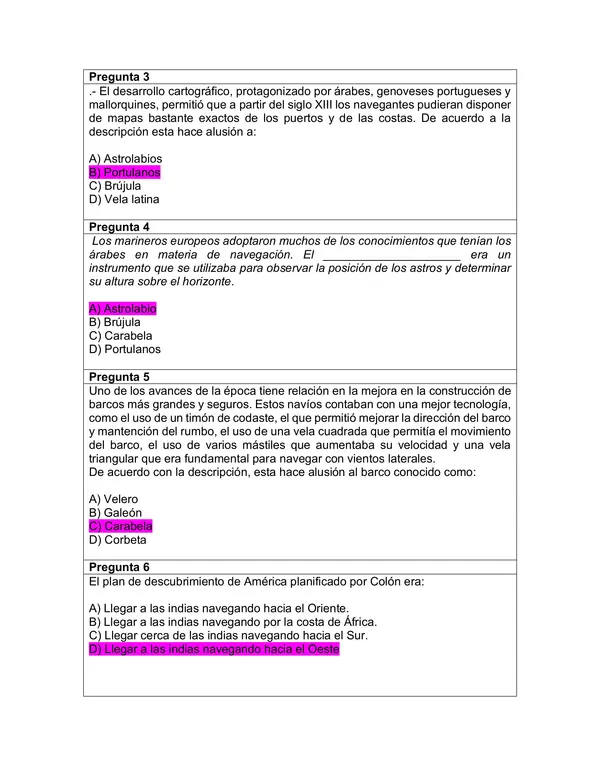 Prueba expediciones y conquista de américa: quinto básico