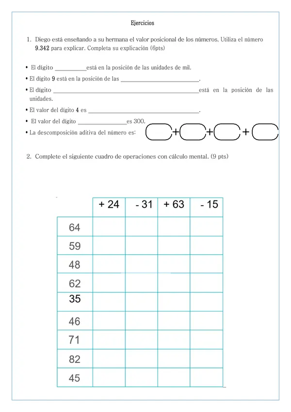Evaluacion de Matematicas unidad I 