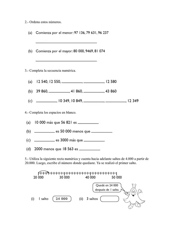 Comparar números hasta el 100.000