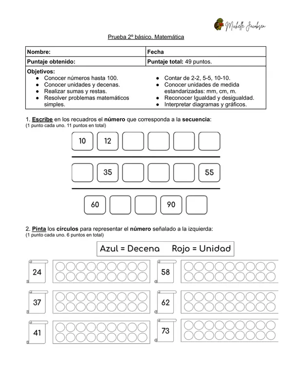 Prueba diagnóstica de Matemática, 2do básico