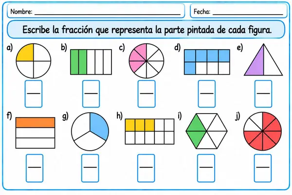 Identificar representación de fracciones 