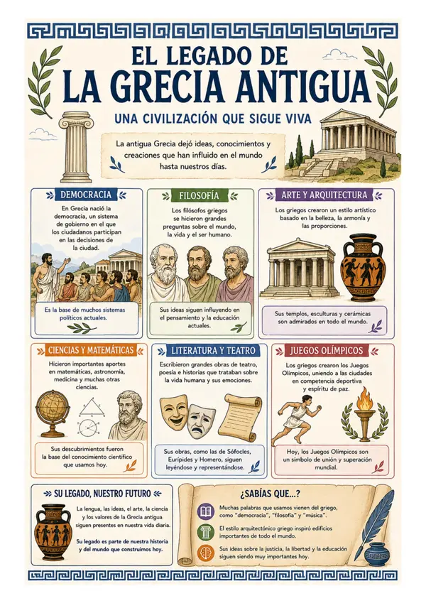El Legado de la Grecia Antigua | Póster Educativo - Historia Universal