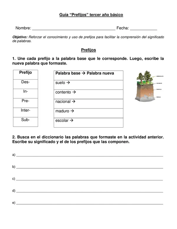 Guía "Prefijos" Tercer-cuarto año.