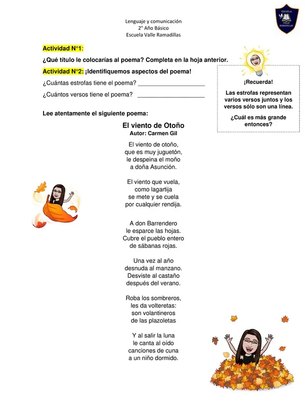 Poema el viento de otoño 2do básico