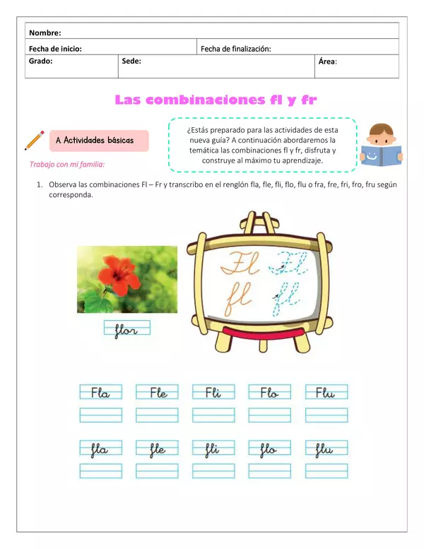 Guía lengua castellana "combinaciones fr y fl"
