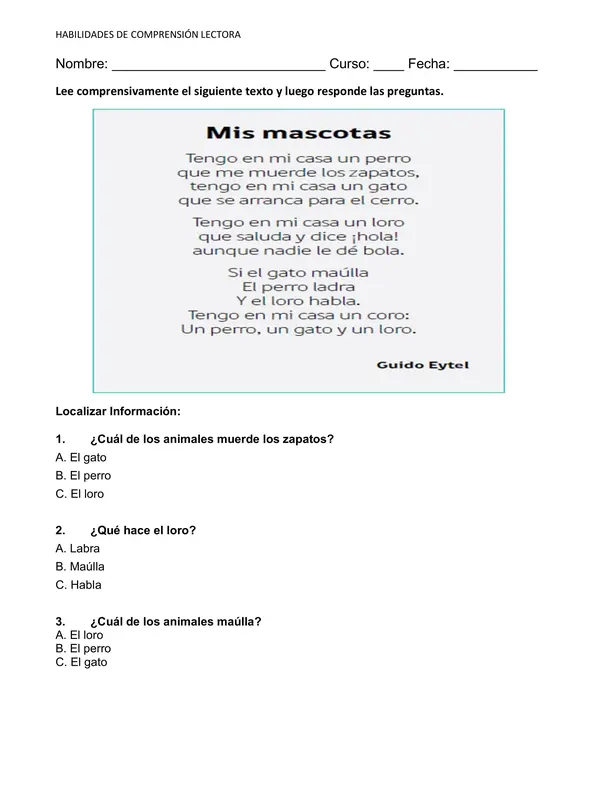 Habilidades de comprensión lectora