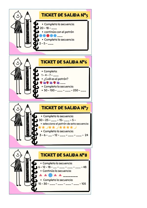ticket de salida secuencias y patrones