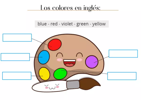 Ficha de los colores en inglés para niños.