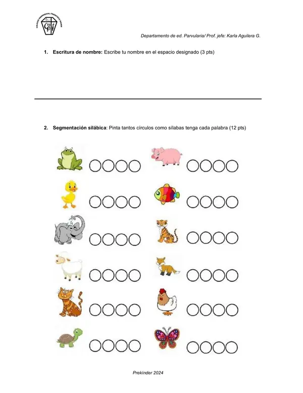 Prueba formativa lenguaje pre kinder 