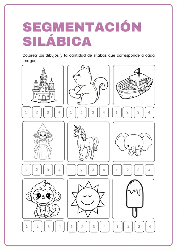 Segmentación silábica – Actividad para imprimir