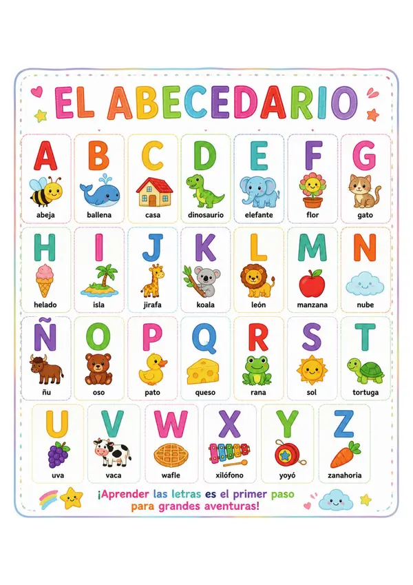 Póster, cartel, afiche Abecedario en español a color