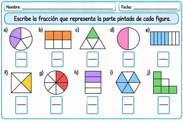 Identificar representación de fracciones 