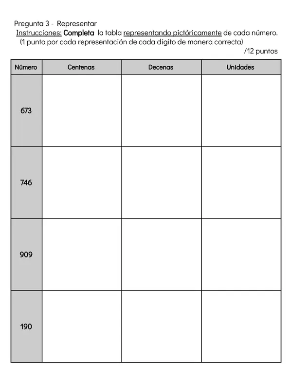 Evaluación Operaciones hasta el 1000 (Segundo básico)