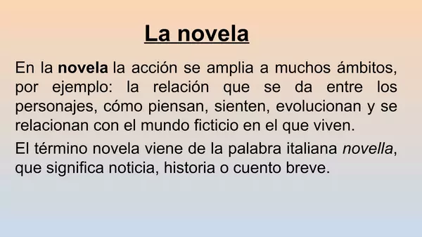 Presentacion La Novela, Quinto Basico, Lenguaje