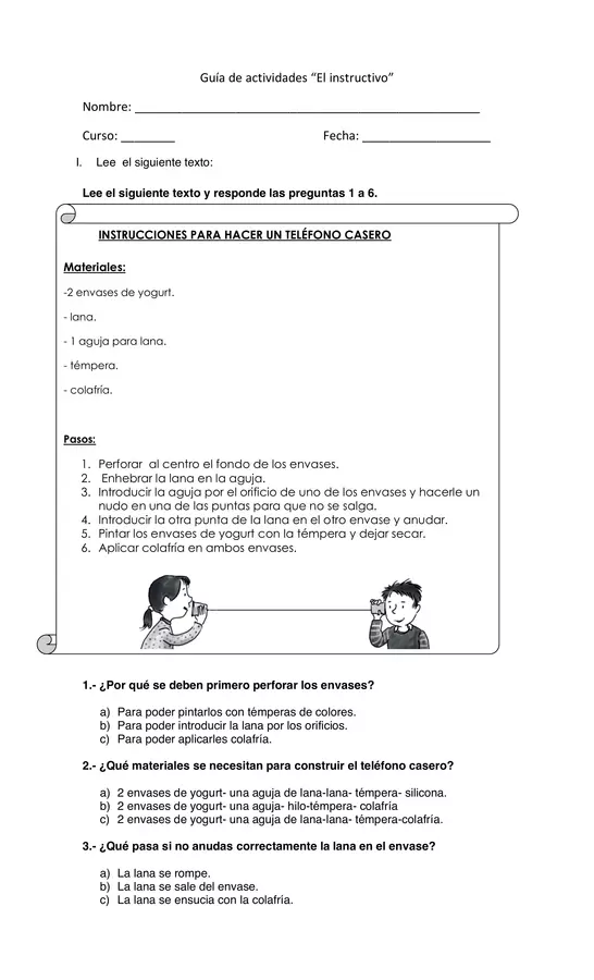 Guia Texto Instructivo Lenguaje Primero Basico Profe Social