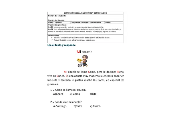Guía para trabajar el fonema y grafema de la ge -gi / gue - gui