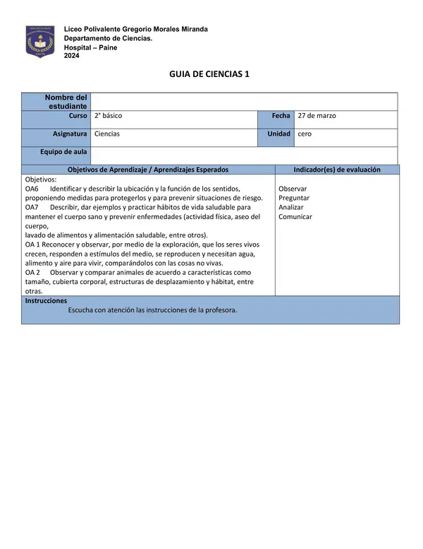 Guia De Ciencias 2 Básico Profe Social