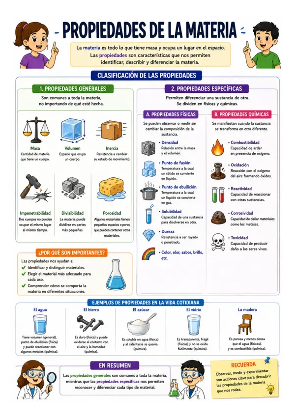 Cartel o Póster educativo: Propiedades de la materia