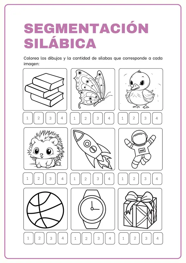 Segmentación silábica – Actividad para imprimir