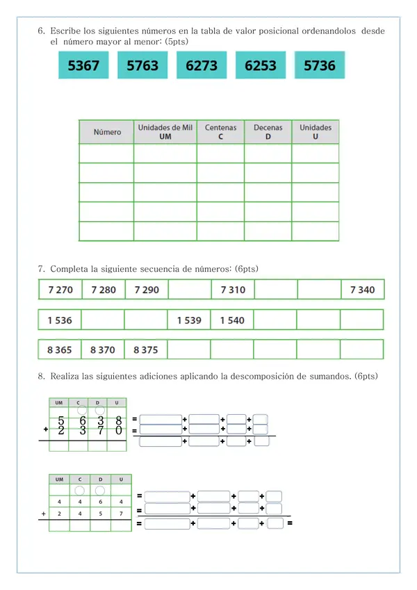 Evaluacion de Matematicas unidad I 