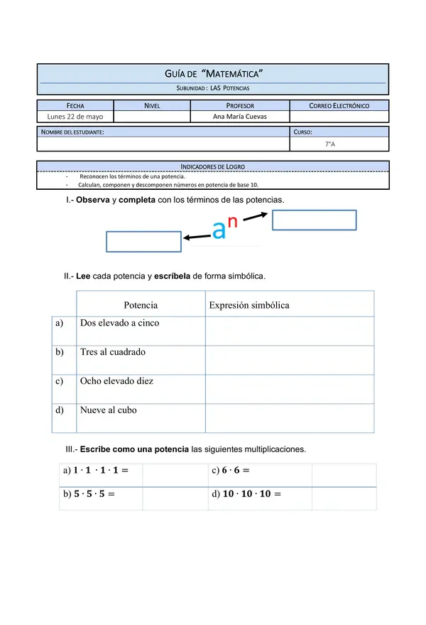 Guía potencias