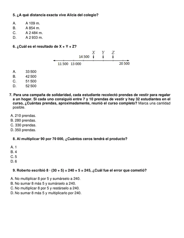 Evaluación de matemática Primer semestre 5° año.