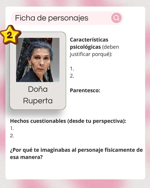 Actividad: Fichas de personajes libro "Como en Santiago"