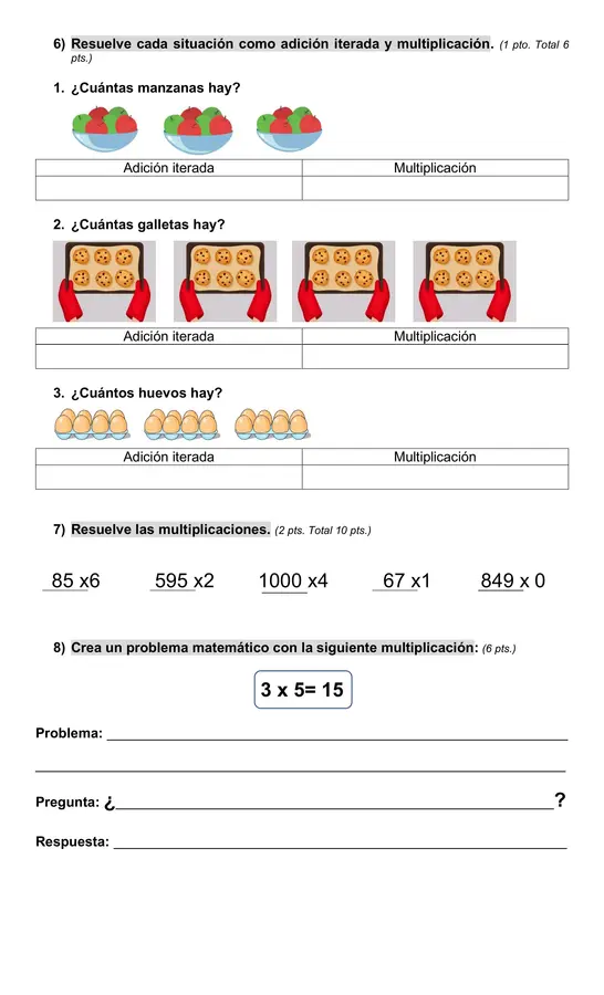 Prueba de matemática tercero básico. 