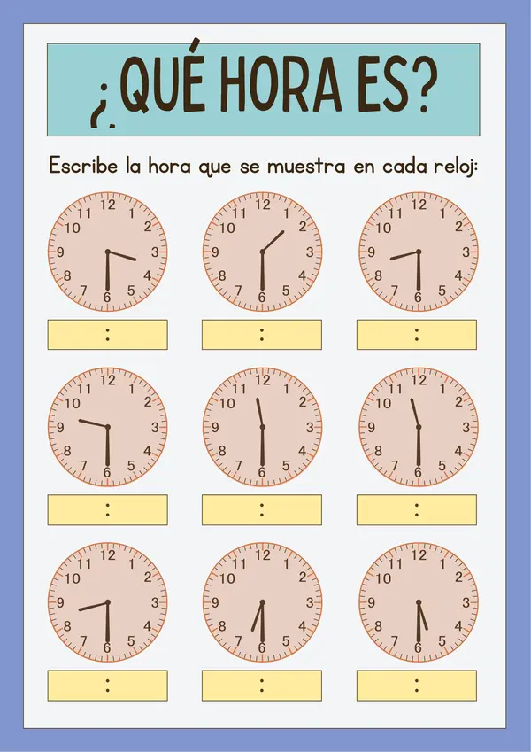 El tiempo: horas, días y meses.