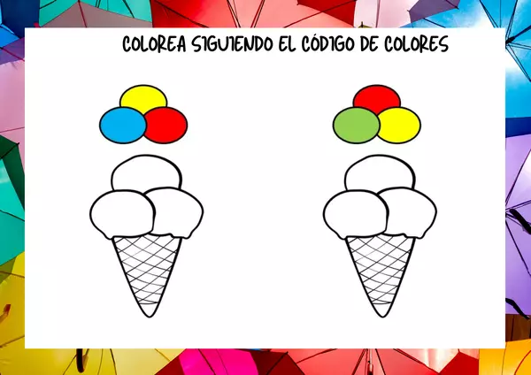 Fichas de atención con helados: Código de colores.