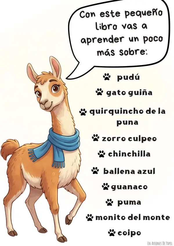 Ilustraciones coloreables Mamíferos de Chile
