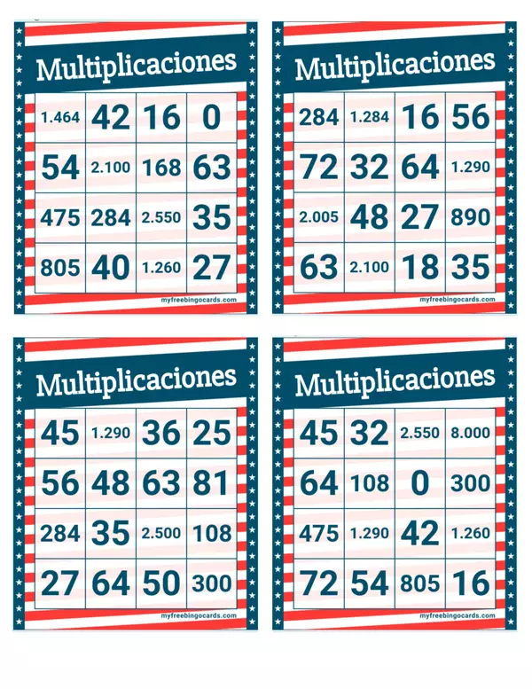 Bingo multiplicaciones