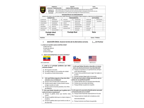 EVALUACIÓN PLAN LECTOR: SEGUIREMOS SIENDO AMIGOS"