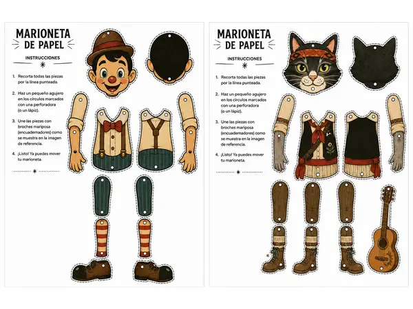 Marionetas de cartón articuladas 1